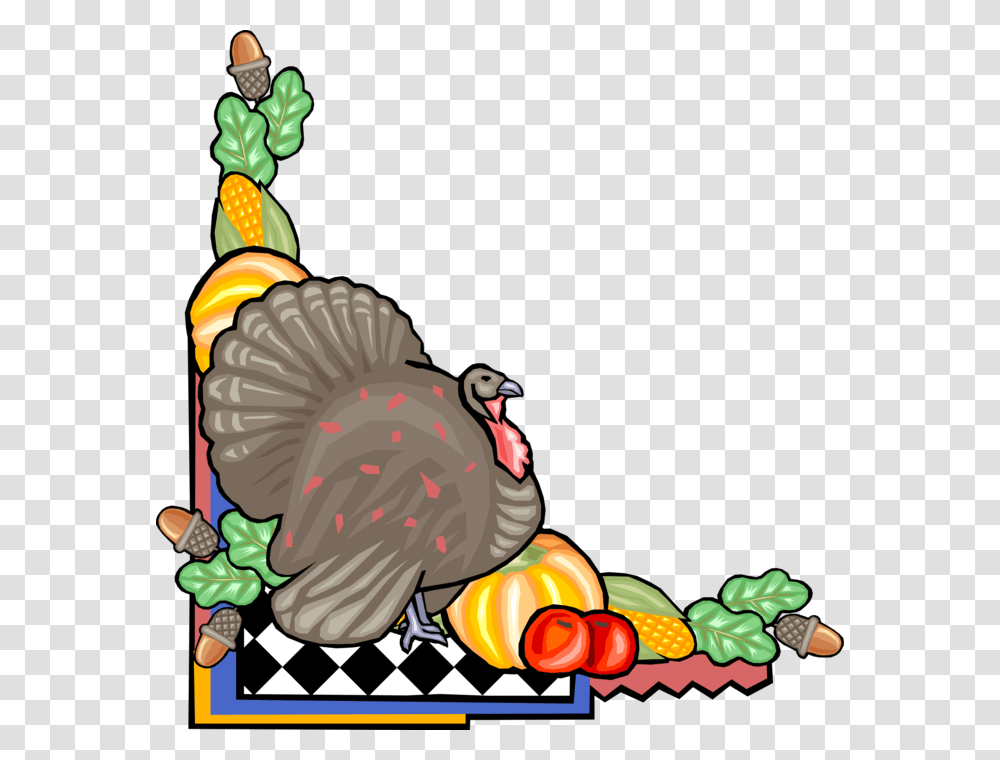 Vector Illustration Of Thanksgiving Harvest Vegetables Thanksgiving Lunch Clip Art, Bird, Animal, Fowl, Poultry Transparent Png