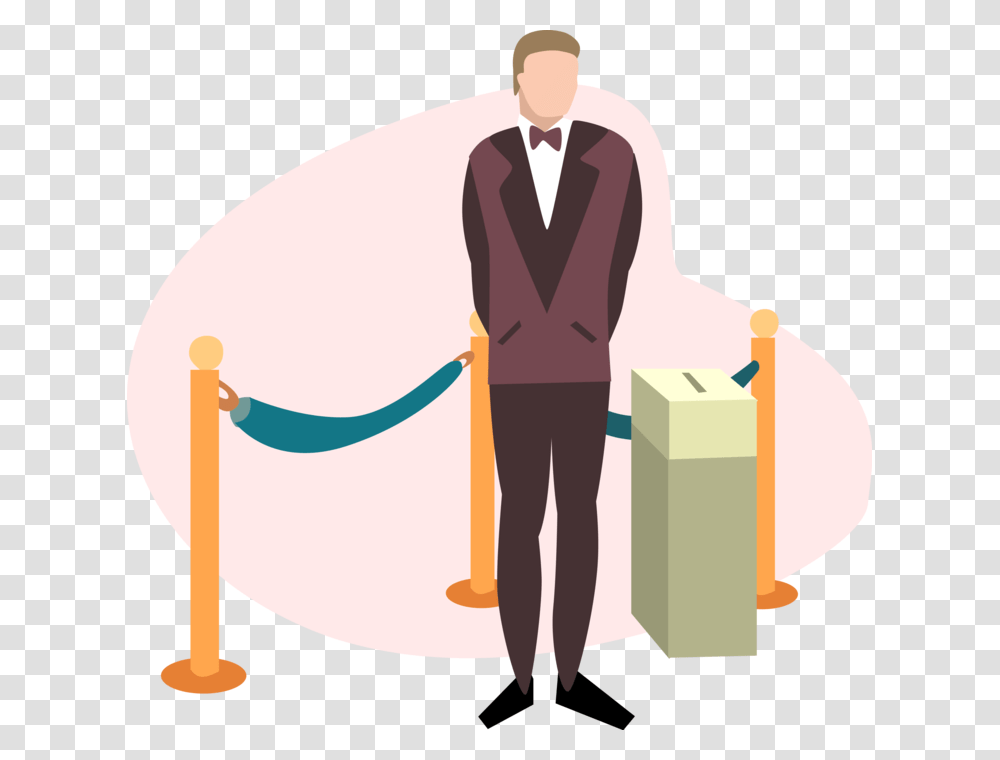 Vector Illustration Of Theater Or Theatre Usher Collects Person Collecting Tickets, Human, Bag, Hand Transparent Png