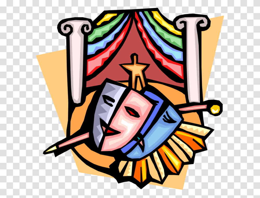 Vector Illustration Of Theatre Or Theater Theatrical Maschere Teatro Clip Art, Armor, Knight, Emblem Transparent Png