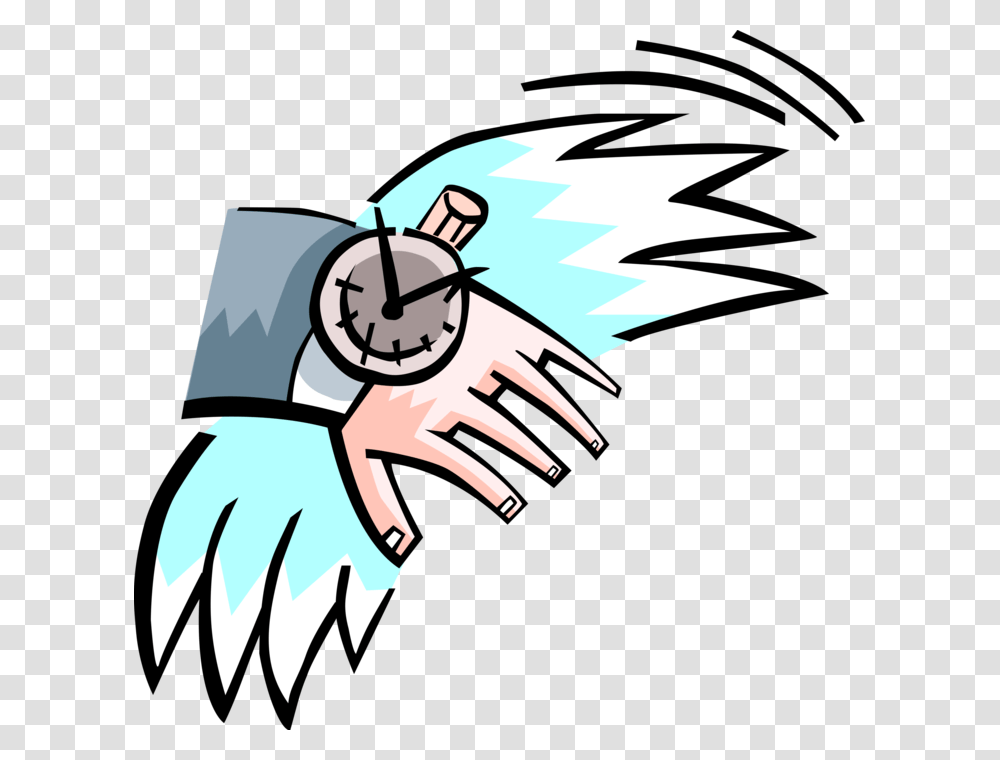 Vector Illustration Of Time Flies With Wristwatch, Hand, Washing, Handshake Transparent Png