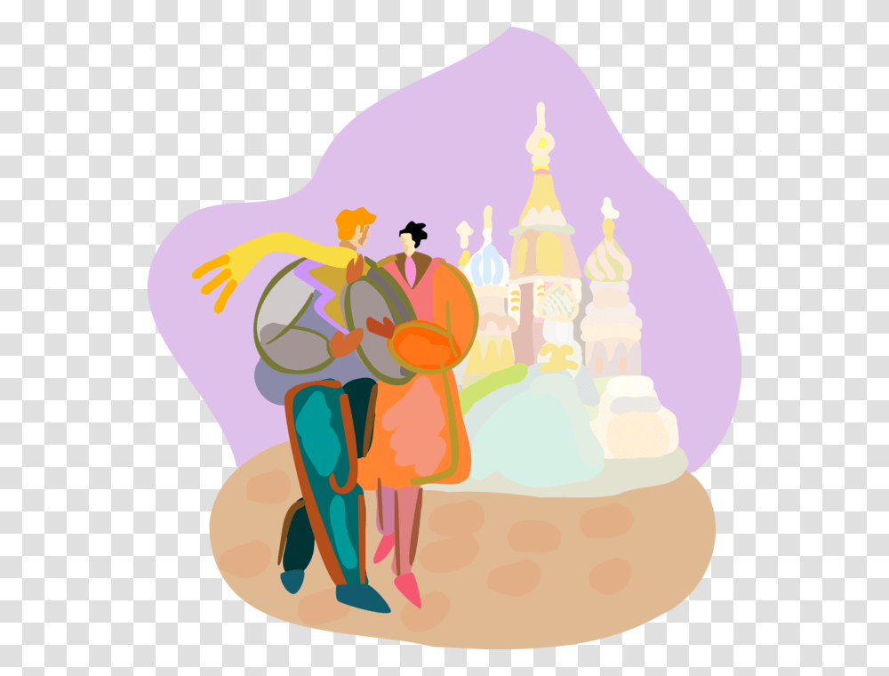 Vector Illustration Of Tourists On Vacation In Moscow Illustration, Leisure Activities, Birthday Cake, Food Transparent Png
