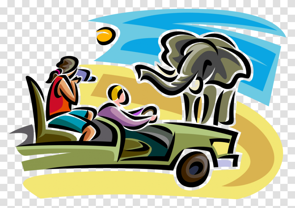 Vector Illustration Of Tourists Record Video On Safari, Car, Vehicle, Transportation, Car Wash Transparent Png