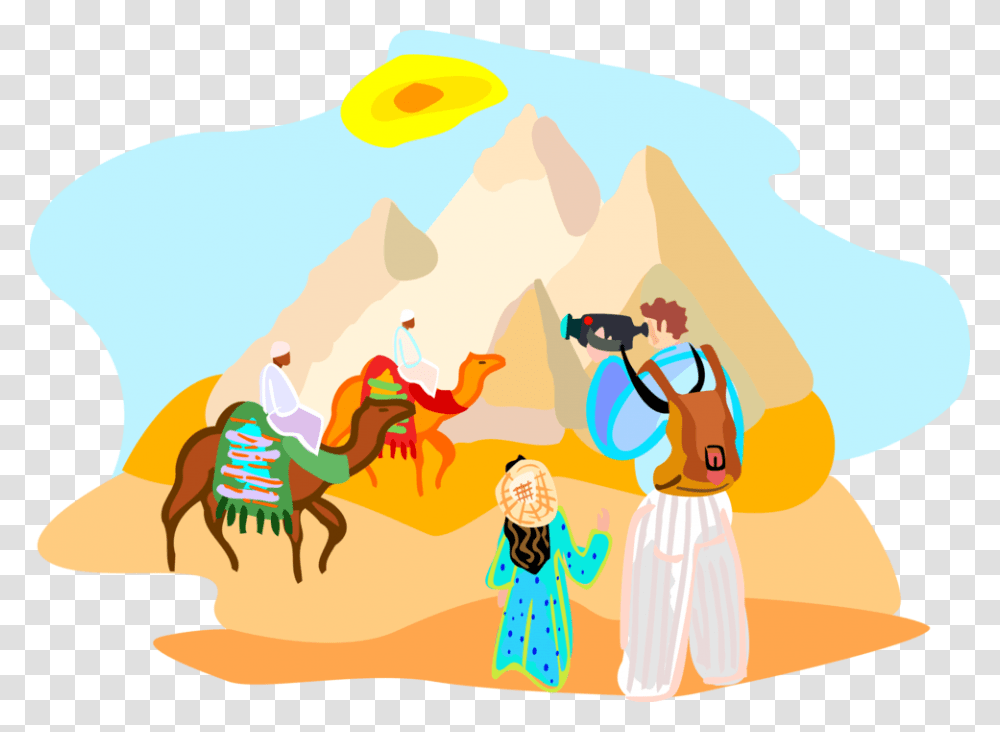 Vector Illustration Of Tourists Video Camels At Great Tourism In Egypt Vector, Vacation, Outdoors, Horse, Mammal Transparent Png