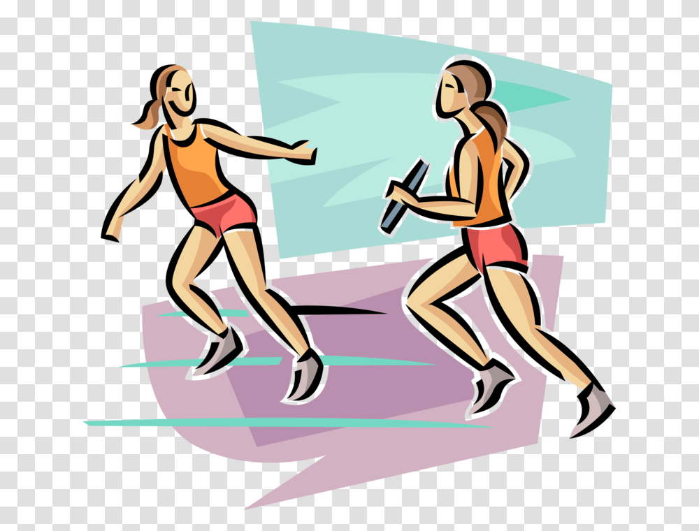 Vector Illustration Of Track And Field Athletic Sport Track And Field Relay Clipart, Person, Working Out, Fitness, People Transparent Png