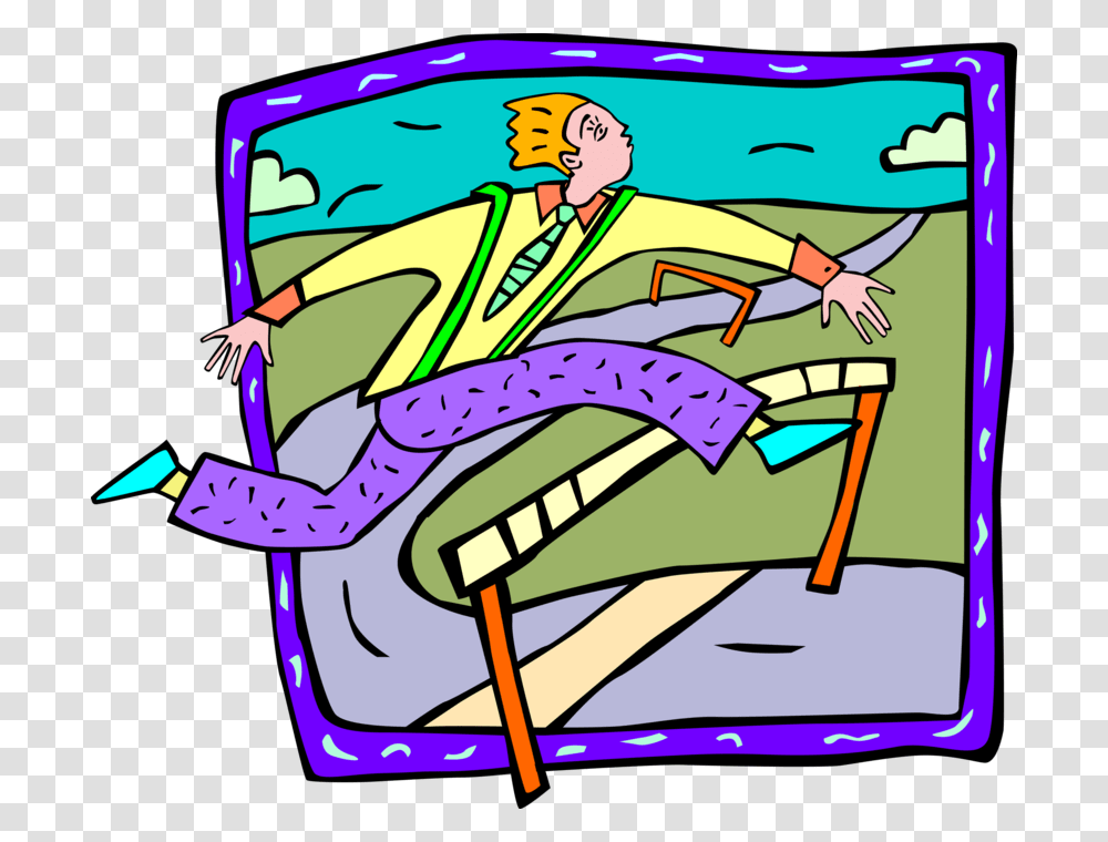 Vector Illustration Of Track And Field Hurdler Running, Chair, Furniture, Comics, Book Transparent Png