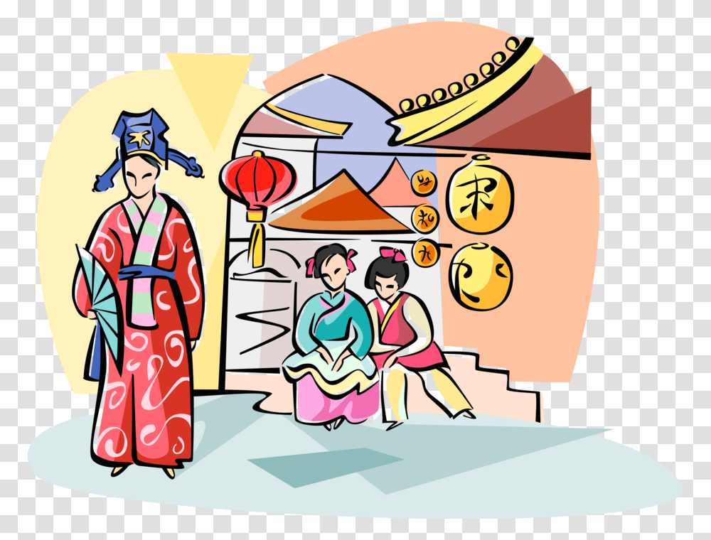 Vector Illustration Of Traditional Chinese Women's Illustration, Apparel, Robe, Fashion Transparent Png