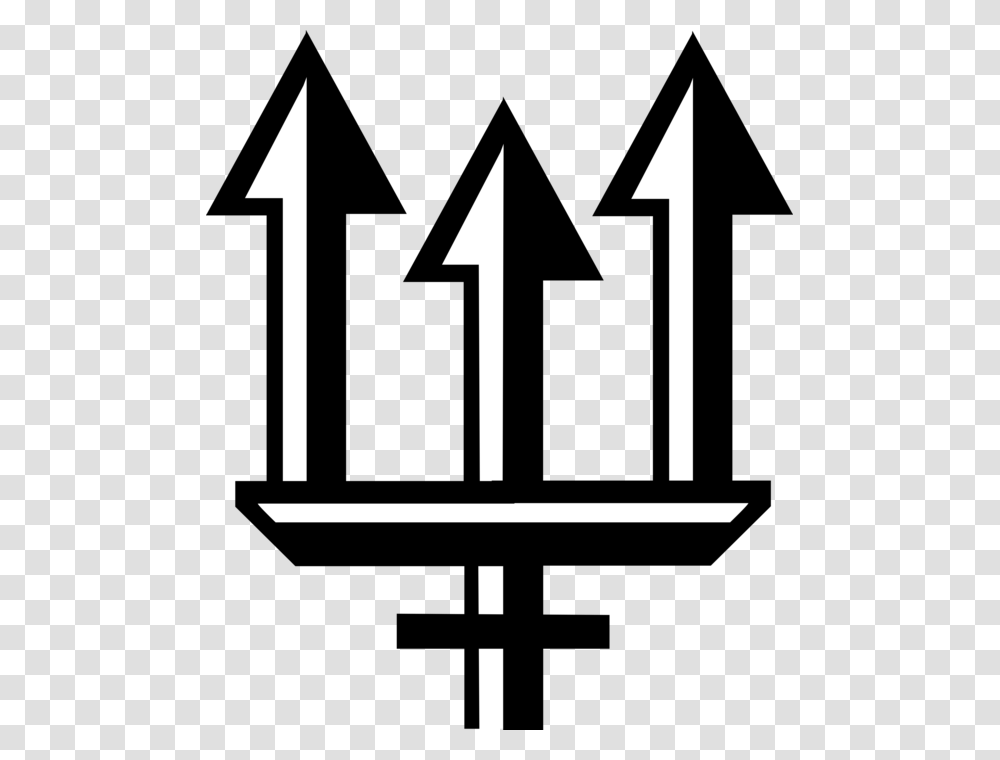 Vector Illustration Of Trident Of Poseidon Three Pronged Cross, Number Transparent Png