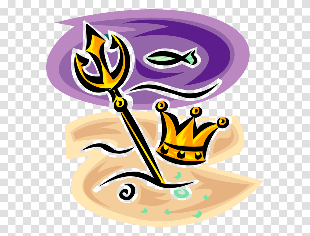 Vector Illustration Of Trident Of Poseidon Three Pronged Poseidon Trident And Crown, Drawing, Doodle Transparent Png