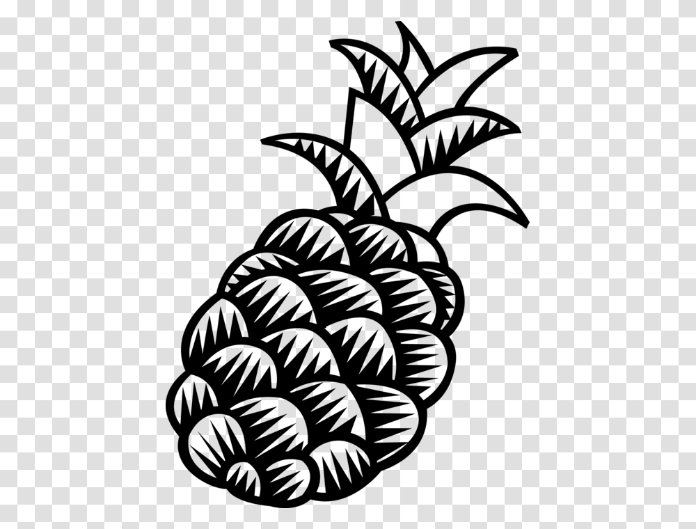 Vector Illustration Of Tropical Plant Pineapple Fruit Cartoon Pineapple, Gray Transparent Png