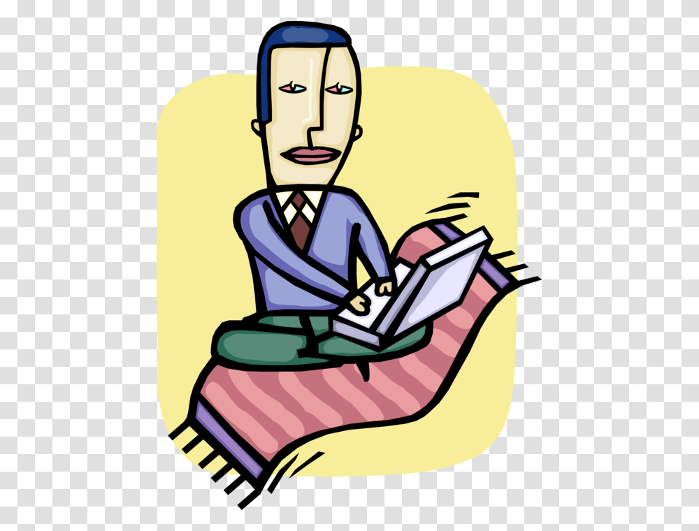 Vector Illustration Of Unplugged Businessman With Computer Sitting, Female, Reading, Washing Transparent Png