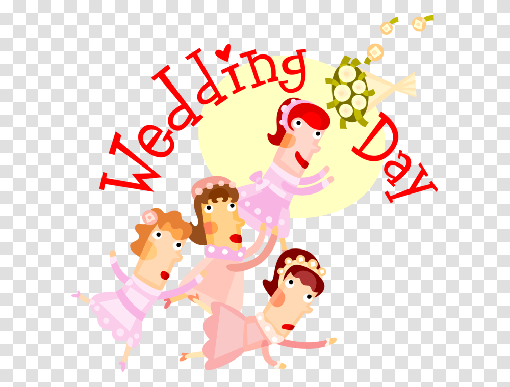 Vector Illustration Of Wedding Day Bridesmaids Scramble Bridesmaid Clip Art, Cupid, Elf, Diwali Transparent Png