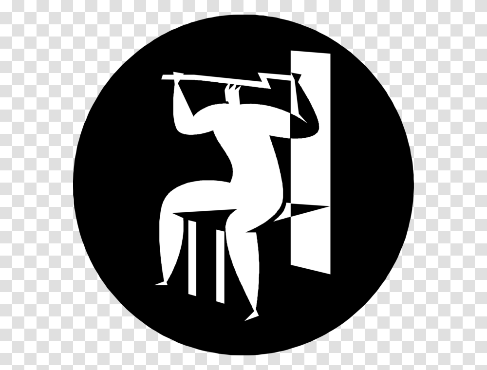 Vector Illustration Of Weightlifter Lifts Barbell Weight Daily Dot Logo, Silhouette, Person, Human, Stencil Transparent Png