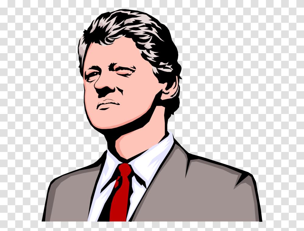 Vector Illustration Of William Jefferson Bill Bill Clinton Clip Art, Tie, Accessories, Apparel Transparent Png