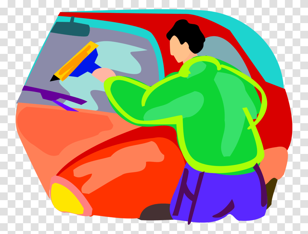 Vector Illustration Of Window Washer Washing Automobile, Outdoors, Photography Transparent Png