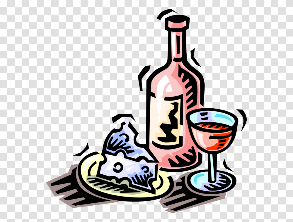 Vector Illustration Of Wine Bottle Alcohol Beverage Wine And Cheese Clip Art, Drink, Glass, Red Wine, Wine Glass Transparent Png