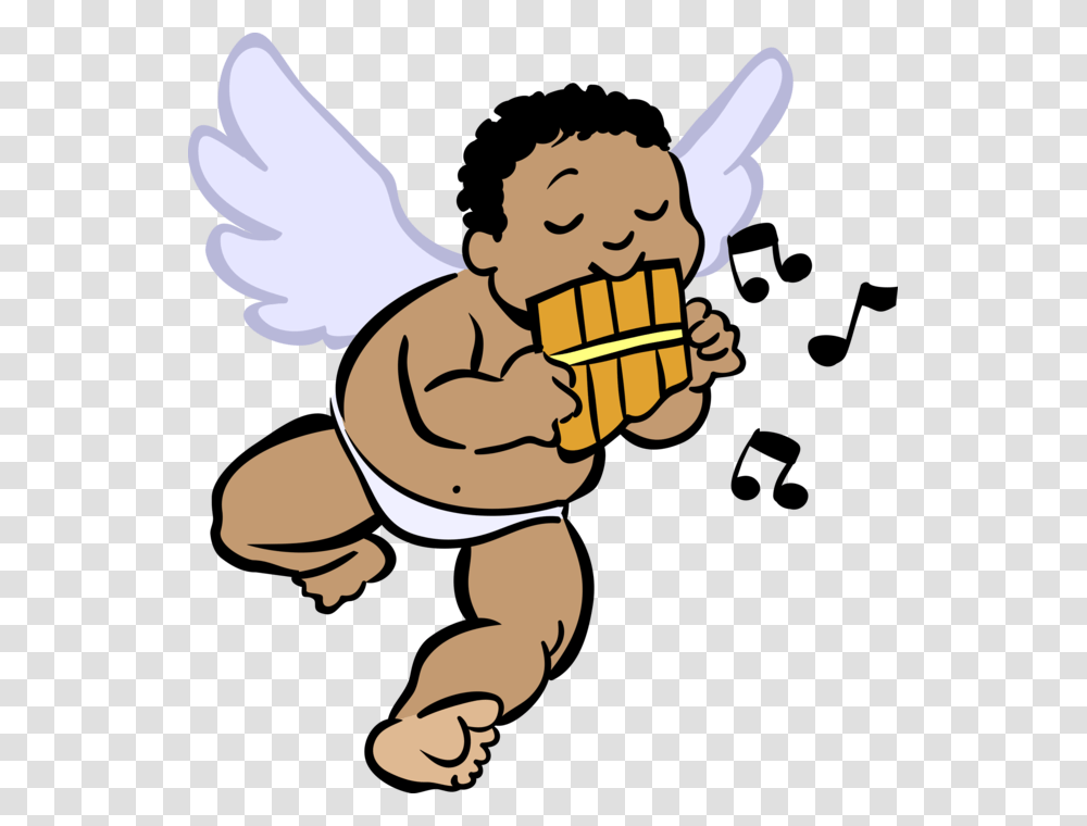 Vector Illustration Of Winged Cupid Angel God Of Desire Black Baby Angel, Person, Human Transparent Png