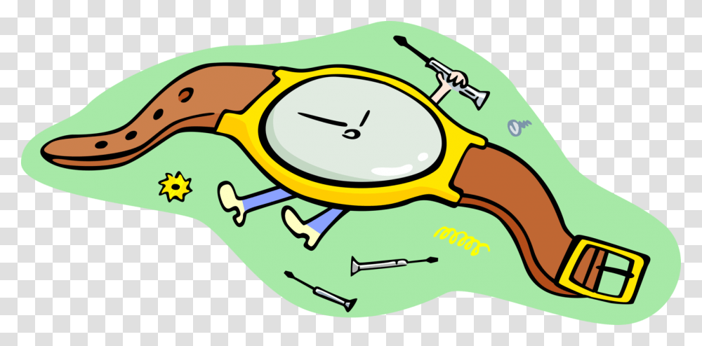 Vector Illustration Of Wristwatch Watch Repair Fixes, Frying Pan, Wok, Leisure Activities, Alarm Clock Transparent Png