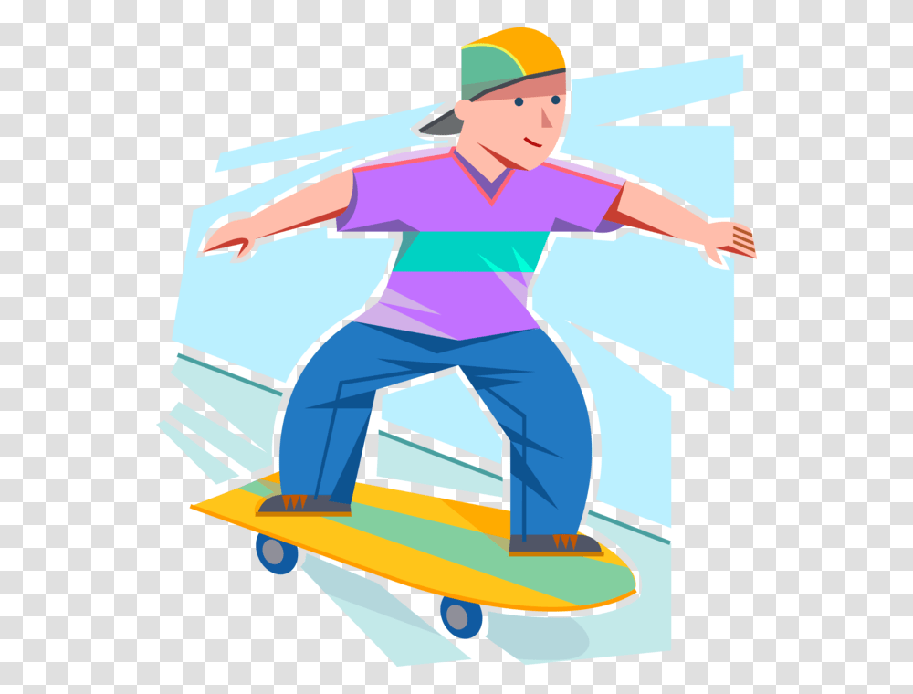 Vector Illustration Of Young Adolescent Skateboarder Skateboarding, Outdoors, Snow, Nature Transparent Png