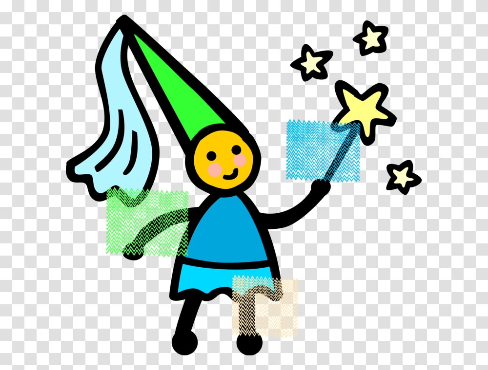 Vector Illustration Of Young Girl In Mythical Fairy, Apparel, Hat, Star Symbol Transparent Png