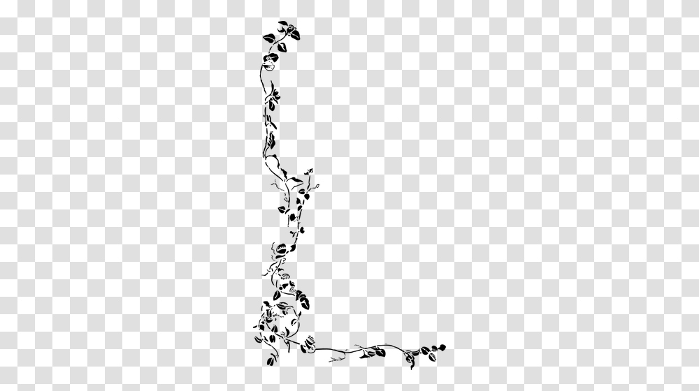 Vector Image Of Floral Garland Black And White Side Border, Gray, World Of Warcraft Transparent Png