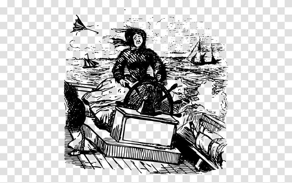 Vector Image Of Old Woman Navigating A Ship Sailing Cartoons, Gray, World Of Warcraft Transparent Png