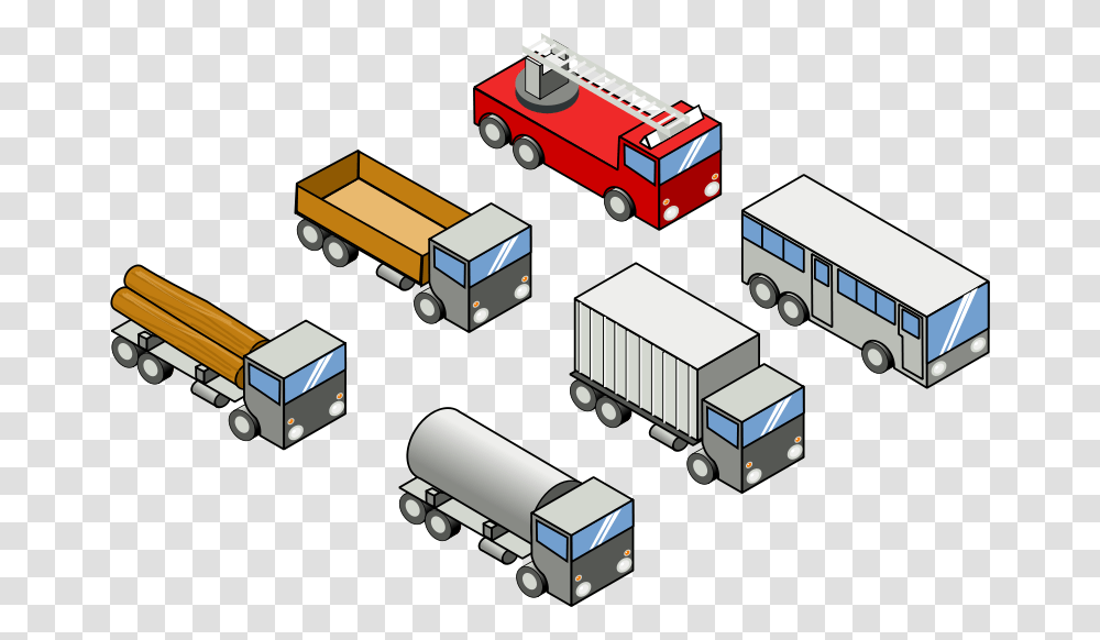 Vector Isometric Vehicles, Transportation, Truck, Bus, Toy Transparent Png