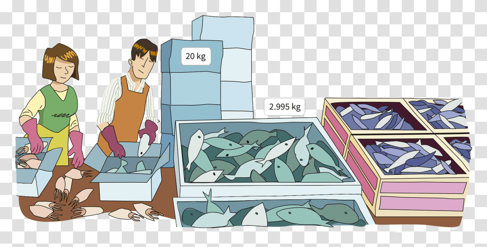 Vector Market Fish Wet Market Clipart, Person, Comics, Book, Manga Transparent Png