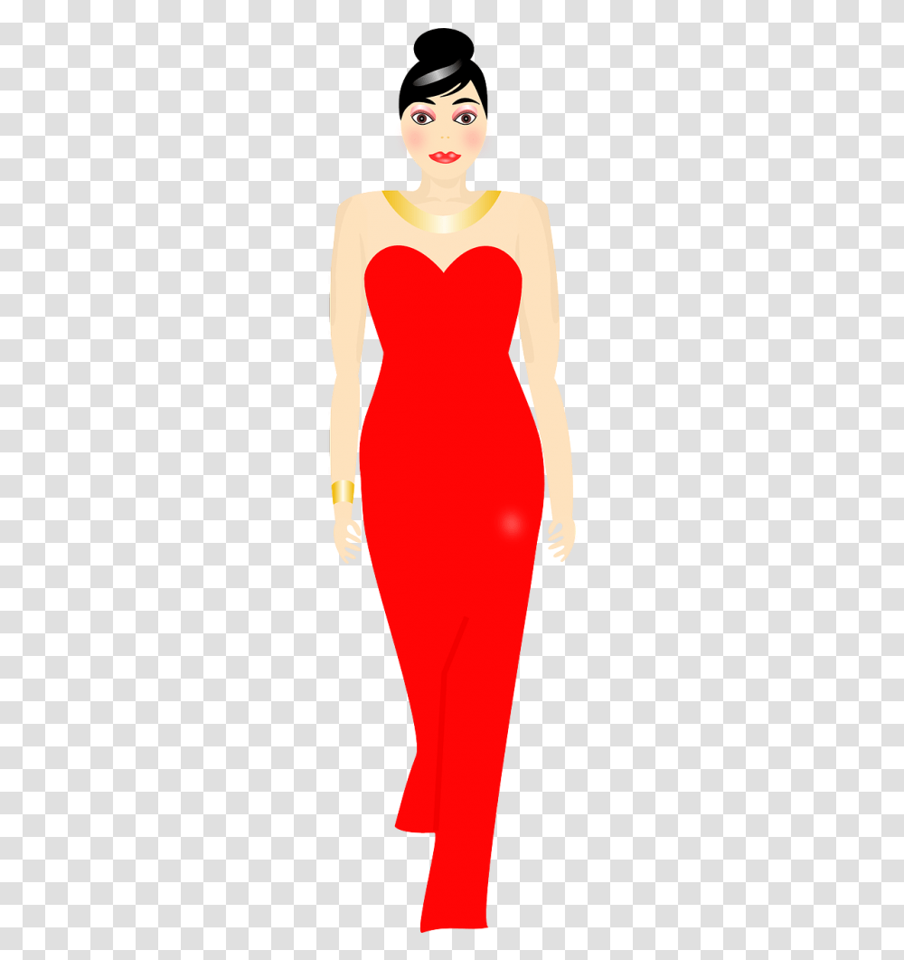 Vector Modeling Fashion Gown Chica Vestida De Rojo, Person, Armor, Food, Beverage Transparent Png