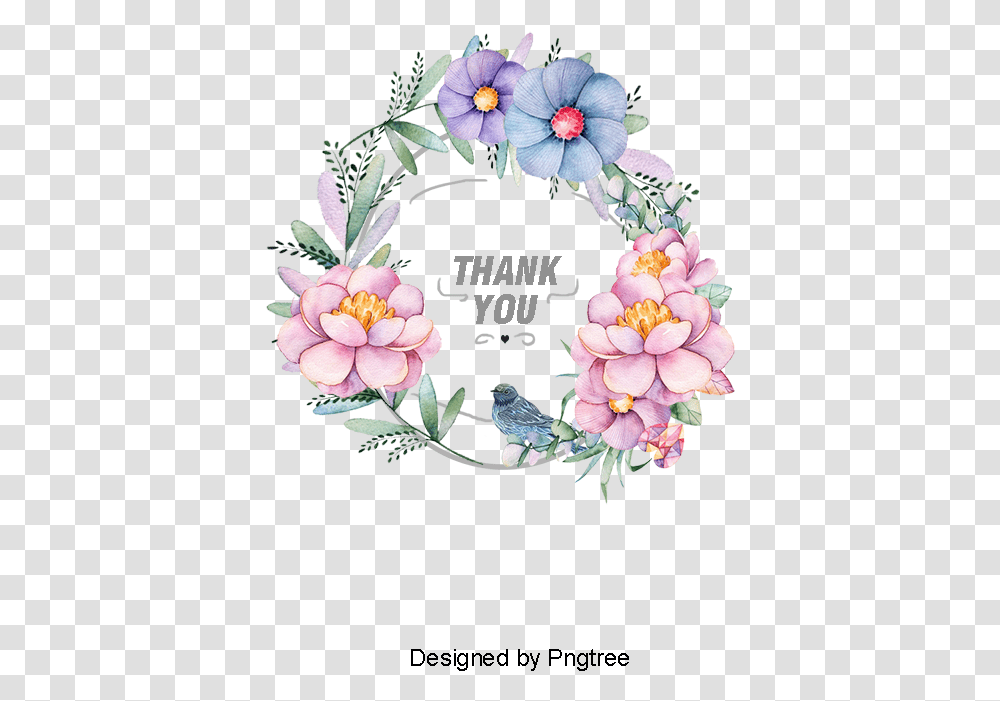 Vector Notes Floral Forget Me Not, Wreath, Bird, Animal Transparent Png