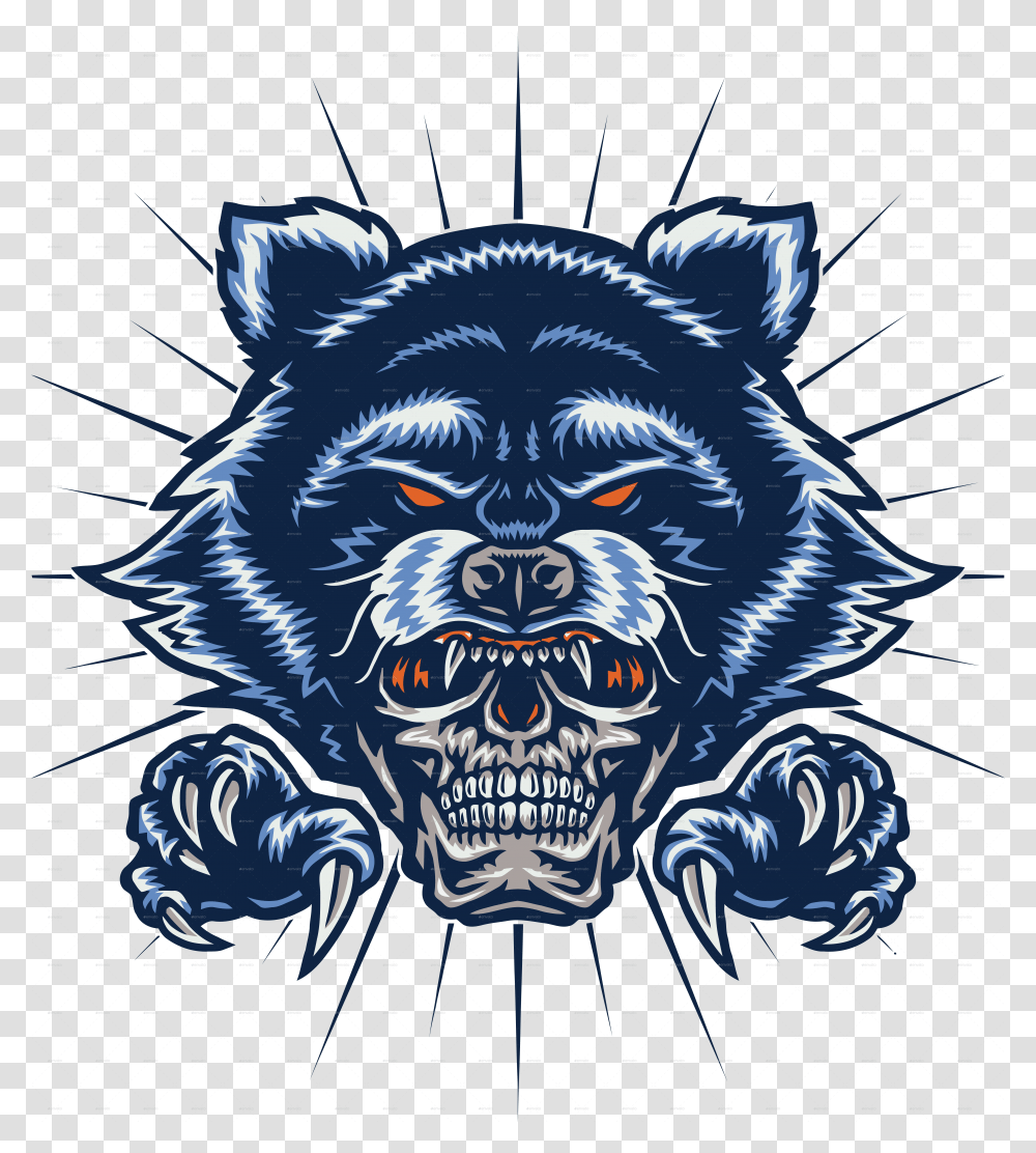 Vector Raccoon Skull Illustration, Art, Symbol, Graphics, Emblem Transparent Png