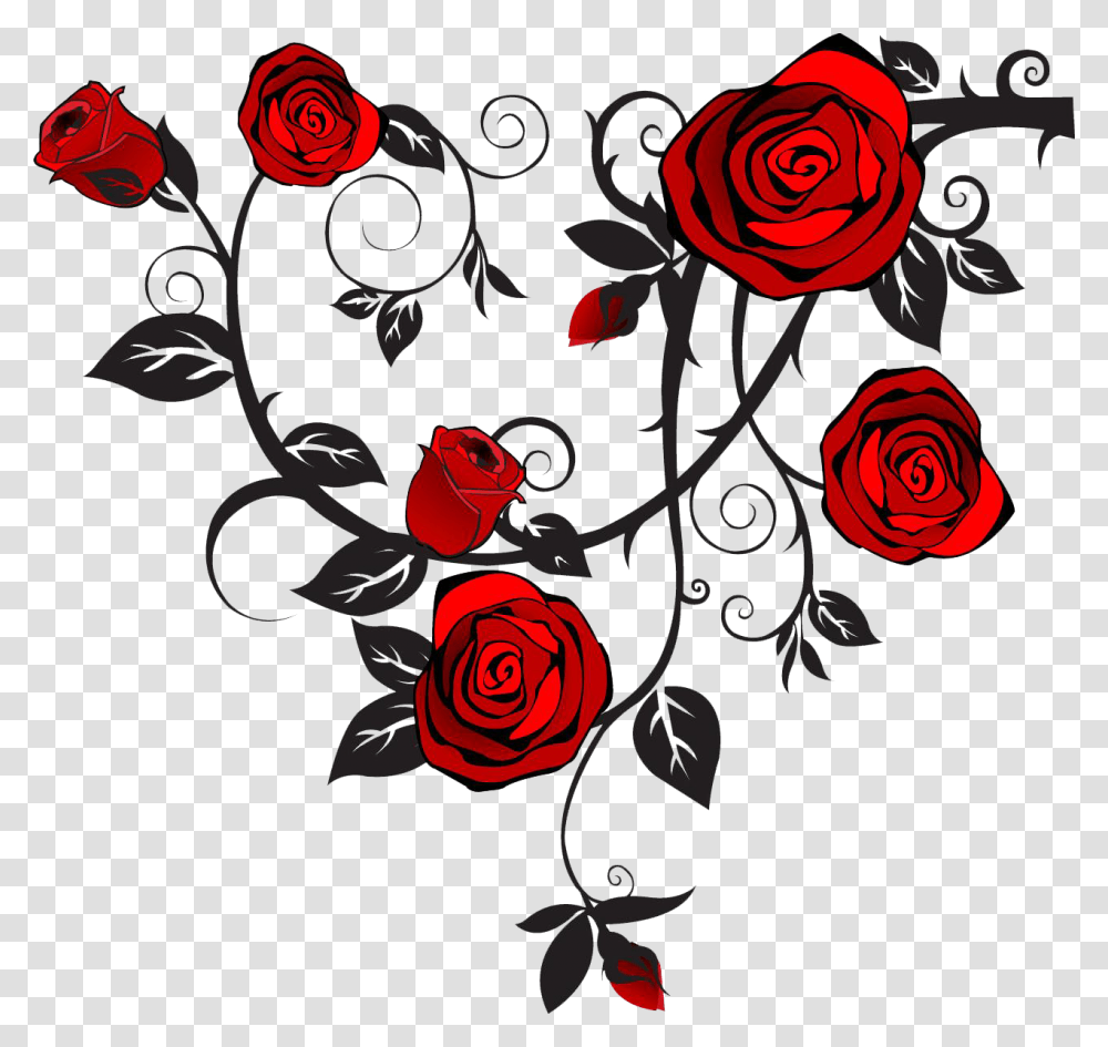 Vector Red Rose Vine, Floral Design, Pattern Transparent Png