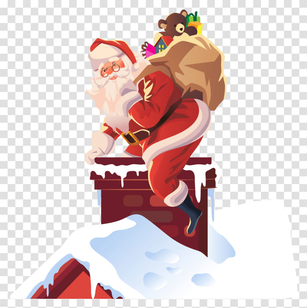 Vector Roof Chimney Clipart Santa On Roof Cartoon, Performer, Elf, Super Mario Transparent Png