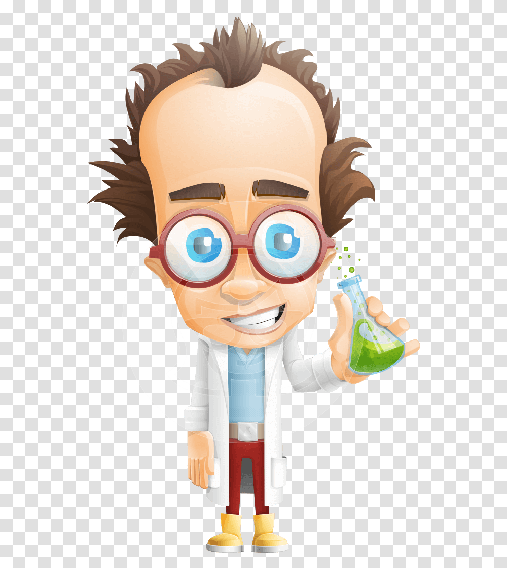 Vector Scientist Cartoon Character Adobe Character Animator Puppet Scientist, Toy, Person, Face, Head Transparent Png