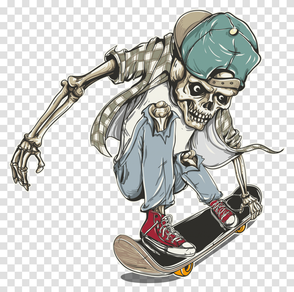 Vector Skeleton Skateboard Freeuse Stock, Helmet, Apparel Transparent Png