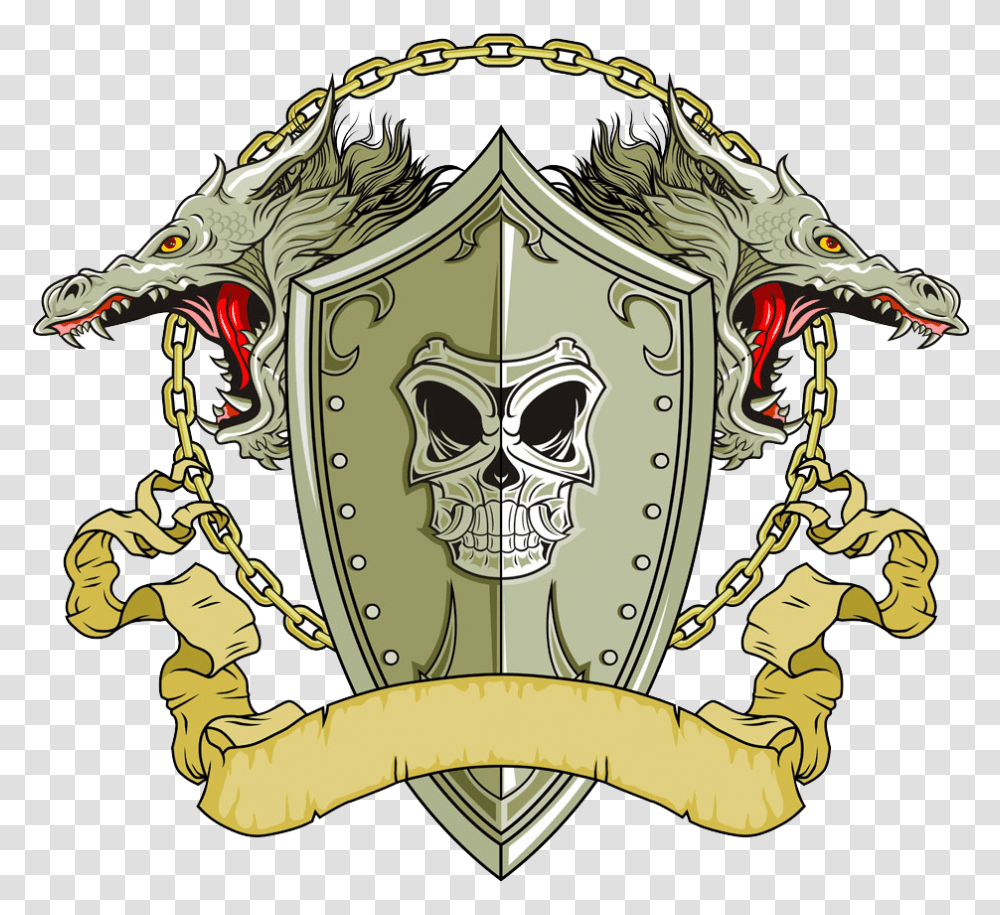Vector Skull Shield Illustration Dragon Free Photo Dragon Shield Logo, Armor Transparent Png