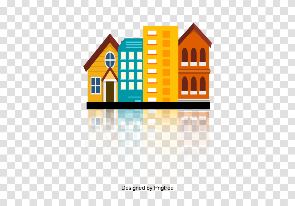 Vector Style Building Design Of Cartoon City Cartoon Vector, Urban, High Rise, Neighborhood, Housing Transparent Png