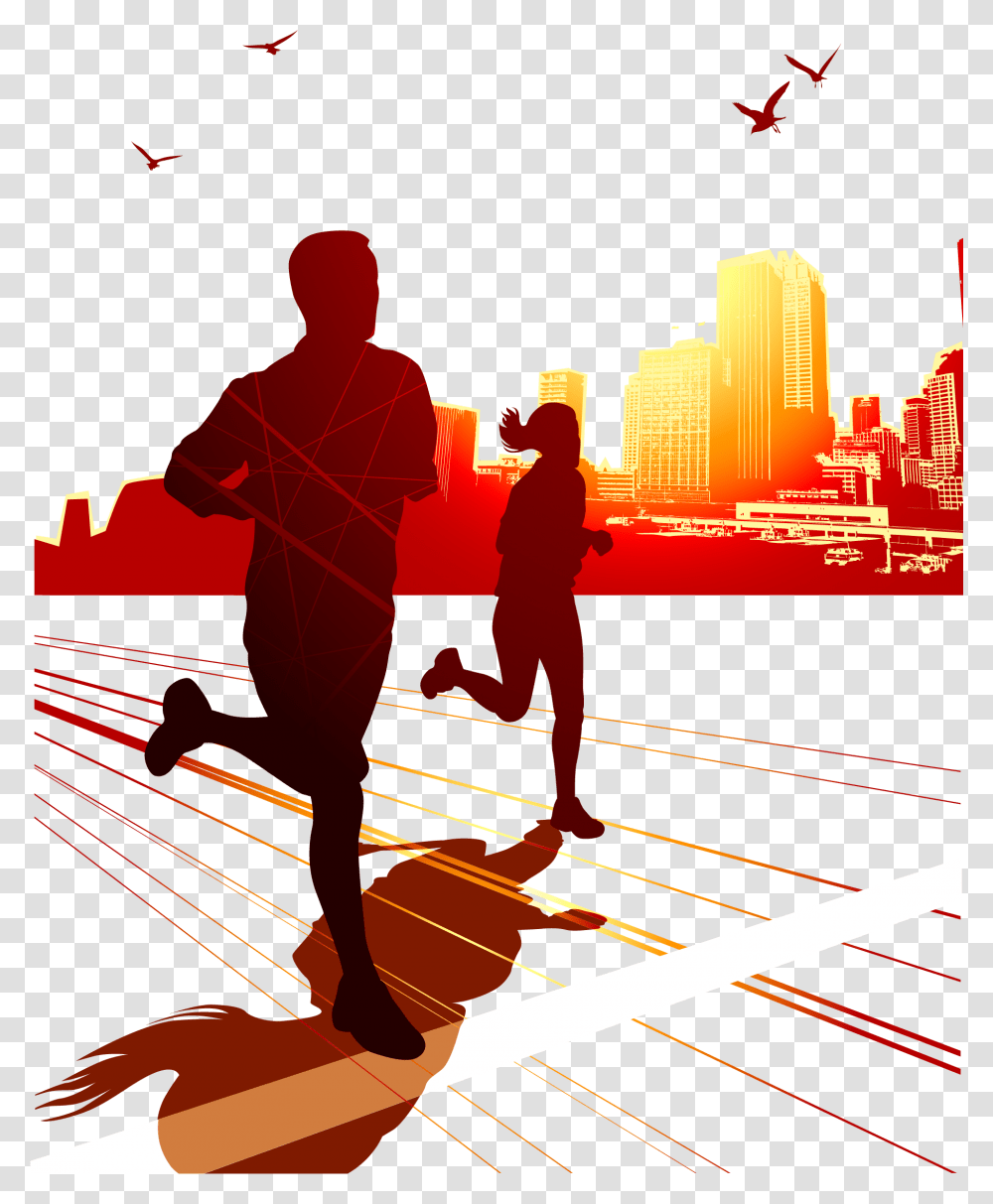 Vector Sun Run Download Running Sports Vector, Person, People Transparent Png
