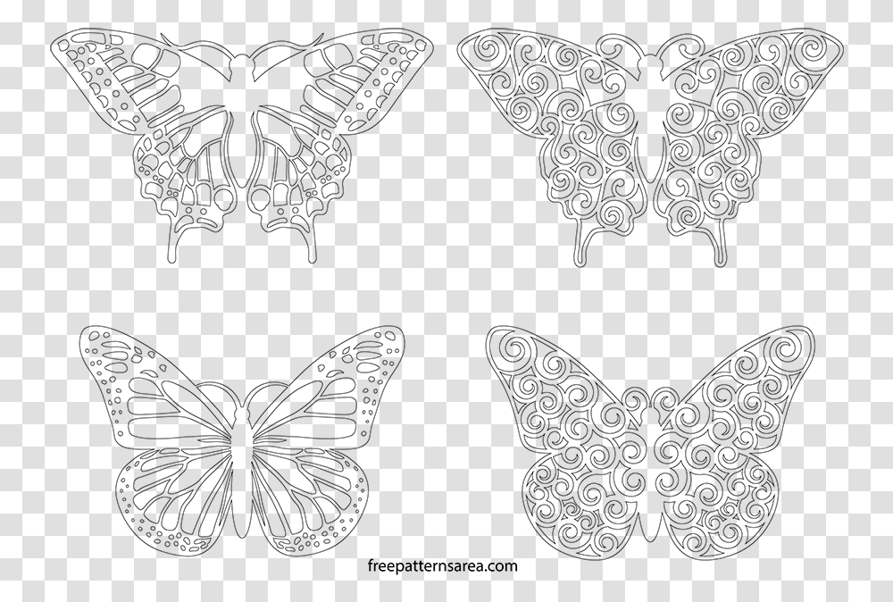 Vector Swirl Clipart Butterfly Laser Cutting Design Butterfly, Gray, World Of Warcraft Transparent Png