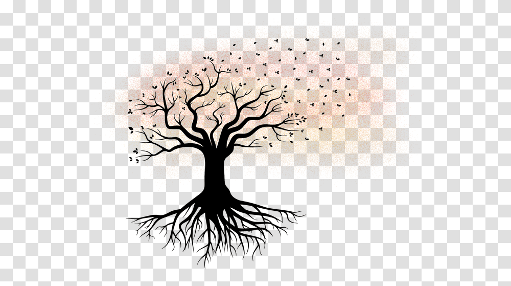 Vector Tree With Roots Tree With Roots Silhouette, Outdoors, Plant, Nature Transparent Png
