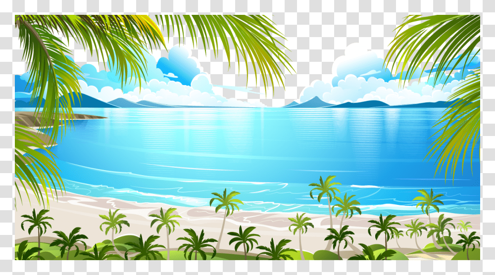 Vector Tropical Island, Summer, Tree, Plant, Outdoors Transparent Png