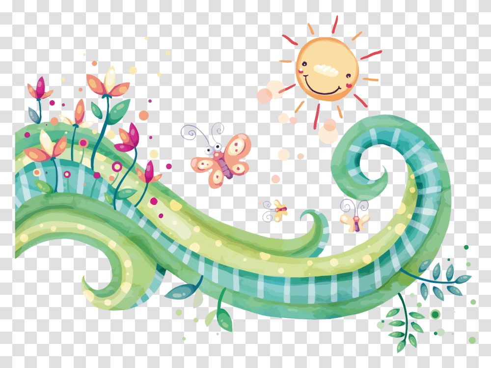 Vector Watercolor Tree Vine Illustration, Dragon, Birthday Cake Transparent Png