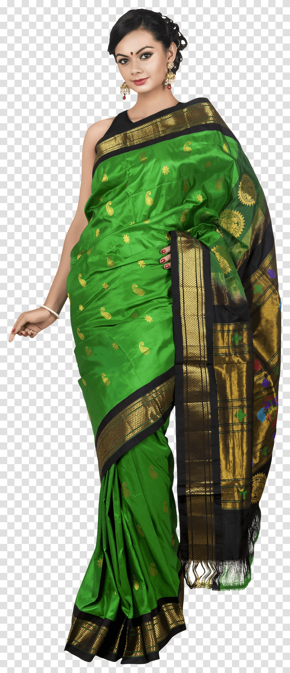 Vector Women Saree High Bun With Saree, Apparel, Sari, Silk Transparent Png