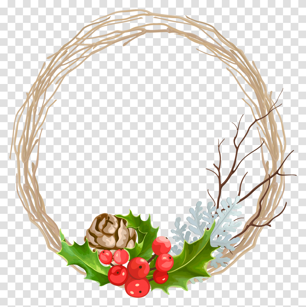 Vector Wreath Christmas Decoration Transprent Wreath Vector Hd, Plant, Food, Bracelet, Jewelry Transparent Png