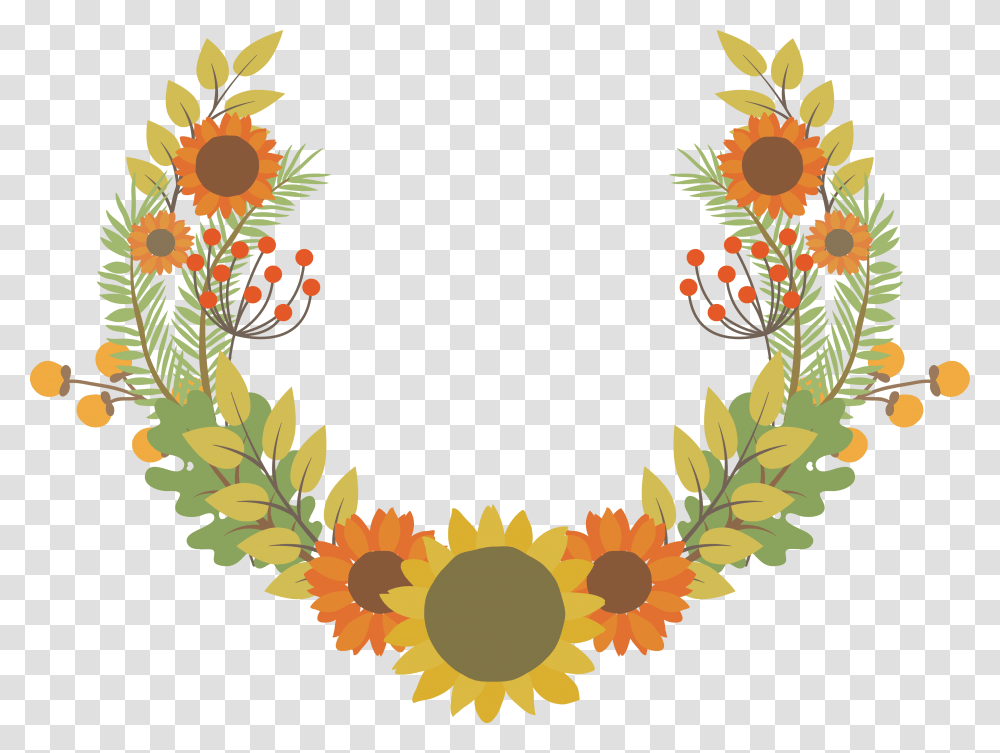 Vector Wreath Sunflower Wreath, Plant, Blossom Transparent Png