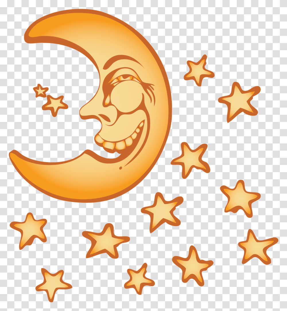 Vector Yellow Stars Moon Night Sky Download Night Sky, Star Symbol, Antelope, Wildlife Transparent Png