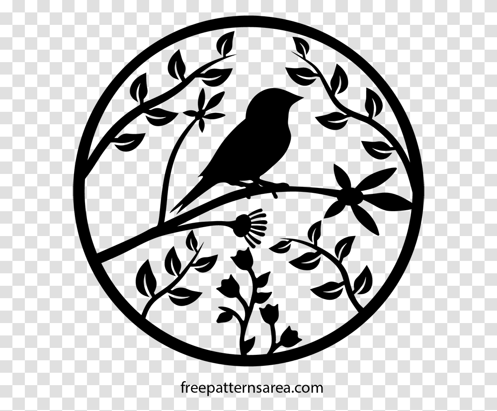 Vectorial Drawing Artistic Birds On Tree Pattern, Gray, World Of Warcraft Transparent Png