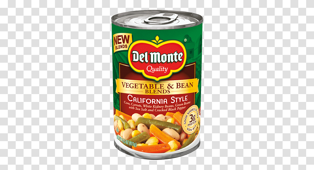 Veg Amp Bean Blends California Style Del Monte Vegetable And Bean Blends, Tin, Food, Can, Aluminium Transparent Png