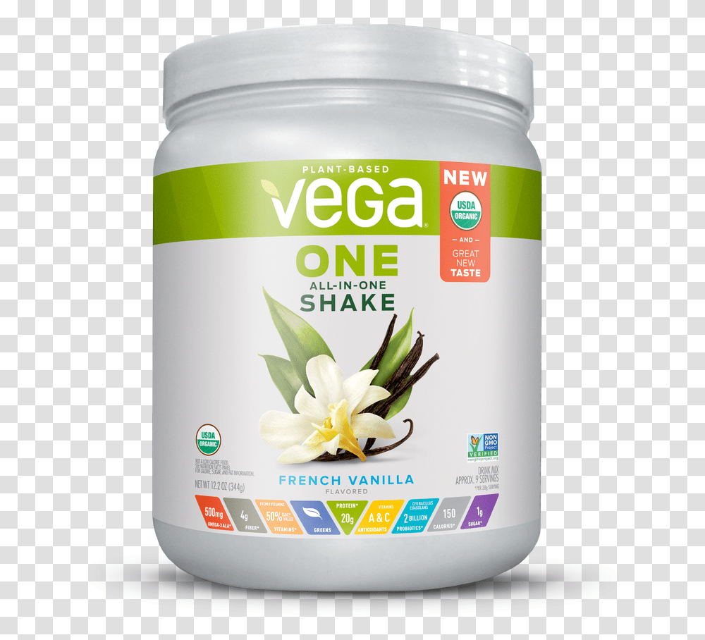 Vega One Organic All In One Plant Protein Powder French Vega One Protein Vanilla, Flower, Blossom, Cosmetics, Lupin Transparent Png