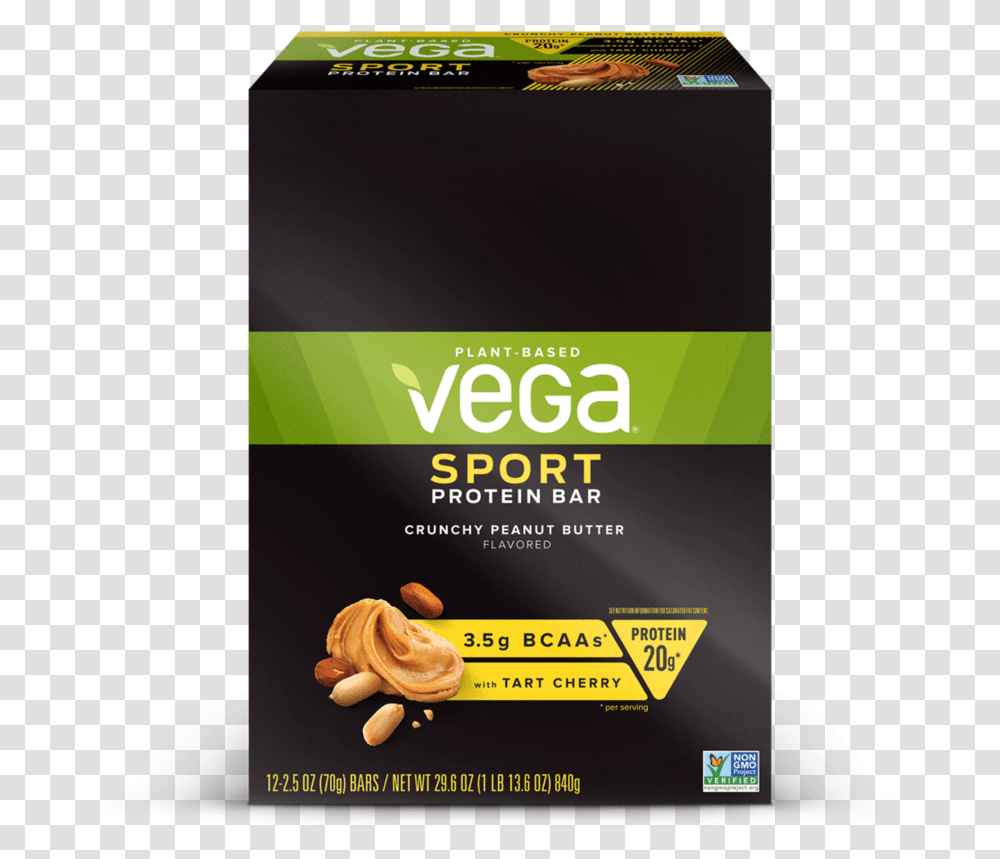 Vega Sport Protein Bar Crunchy Peanut Butter Box Of Vega Sport Plant Based Protein Bar, Advertisement, Poster, Paper, Flyer Transparent Png