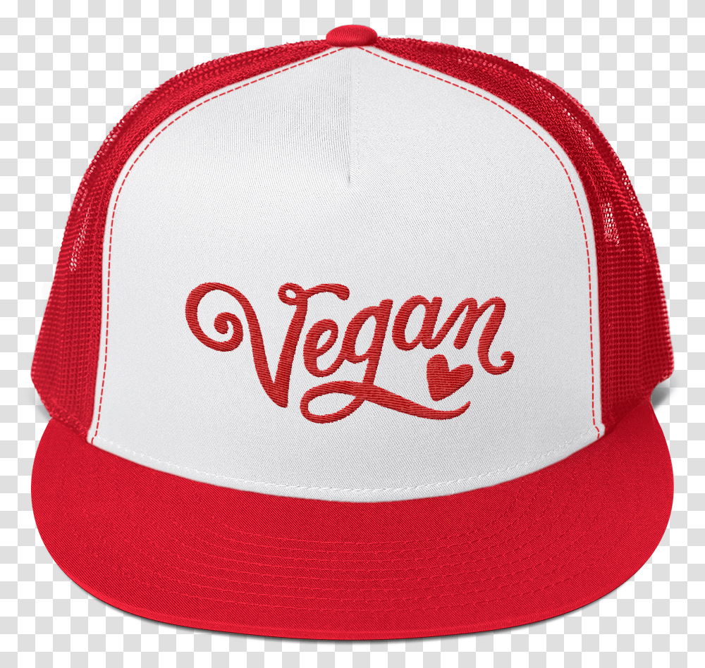 Vegan Trucker Hat Red And White Hat Mockup, Apparel, Baseball Cap Transparent Png